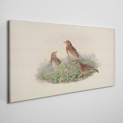 Birds on a background of flowers Canvas print