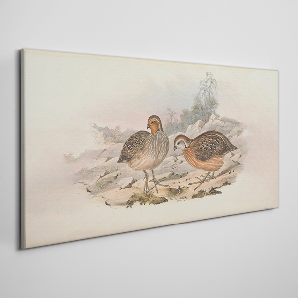 A pair of birds on a delicate background Canvas print