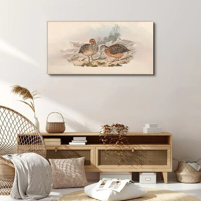 A pair of birds on a delicate background Canvas print