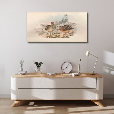 A pair of birds on a delicate background Canvas print