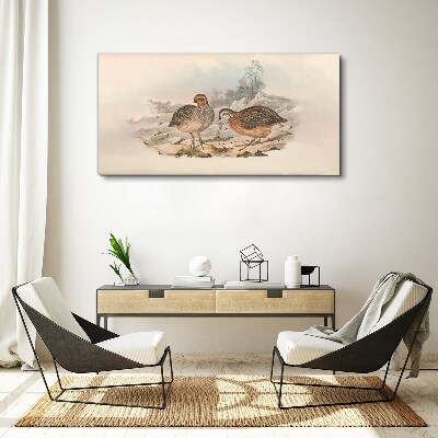 A pair of birds on a delicate background Canvas print