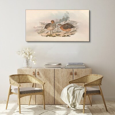 A pair of birds on a delicate background Canvas print