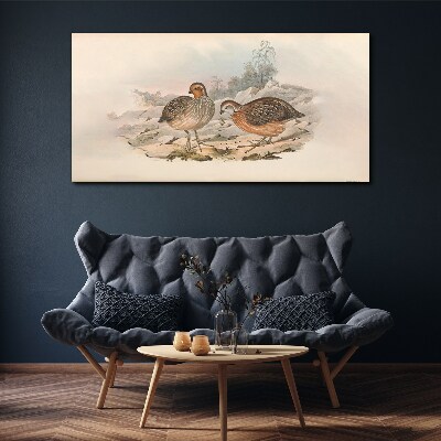 A pair of birds on a delicate background Canvas print