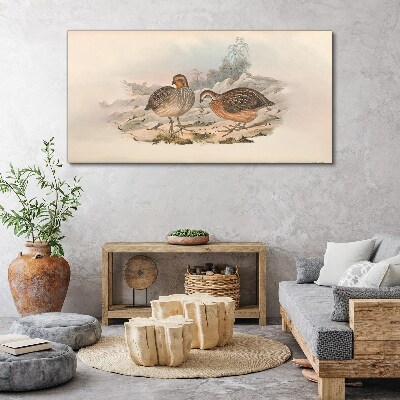 A pair of birds on a delicate background Canvas print