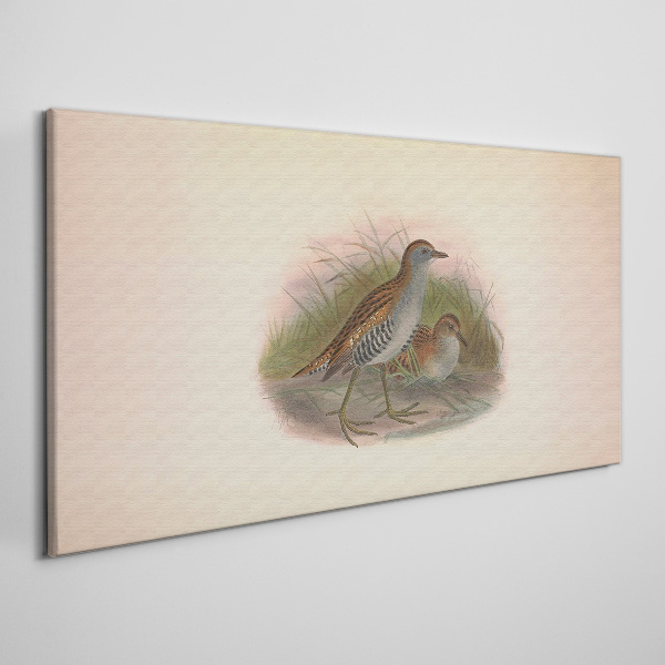 Birds in the grass Canvas print