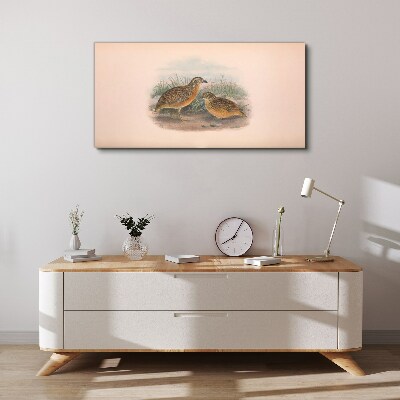 Two birds in the grass Canvas print