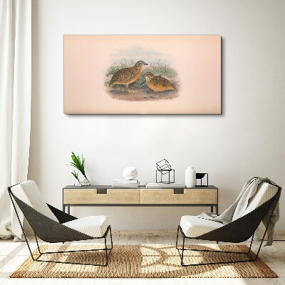 Two birds in the grass Canvas print