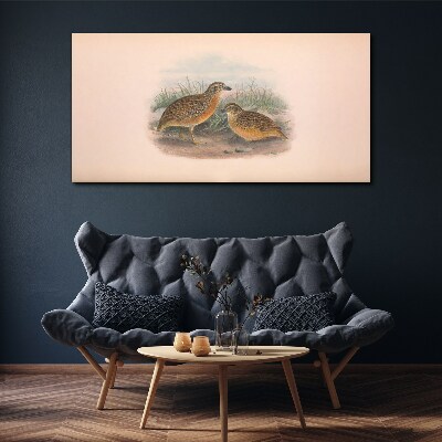 Two birds in the grass Canvas print