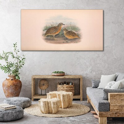 Two birds in the grass Canvas print