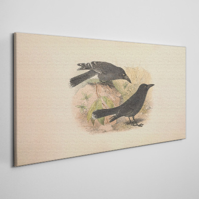 Black birds on a pastel background Canvas print