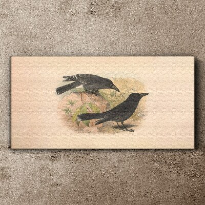 Black birds on a pastel background Canvas print