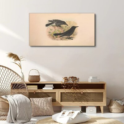 Black birds on a pastel background Canvas print