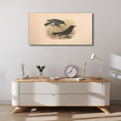 Black birds on a pastel background Canvas print