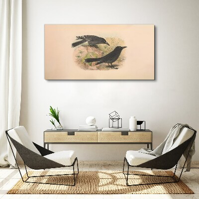 Black birds on a pastel background Canvas print