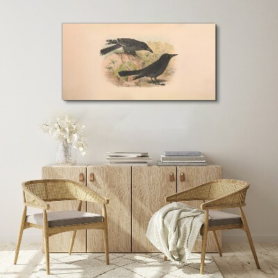 Black birds on a pastel background Canvas print