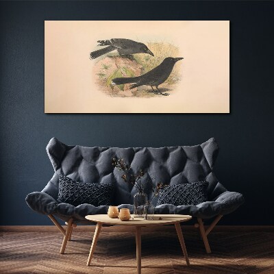 Black birds on a pastel background Canvas print