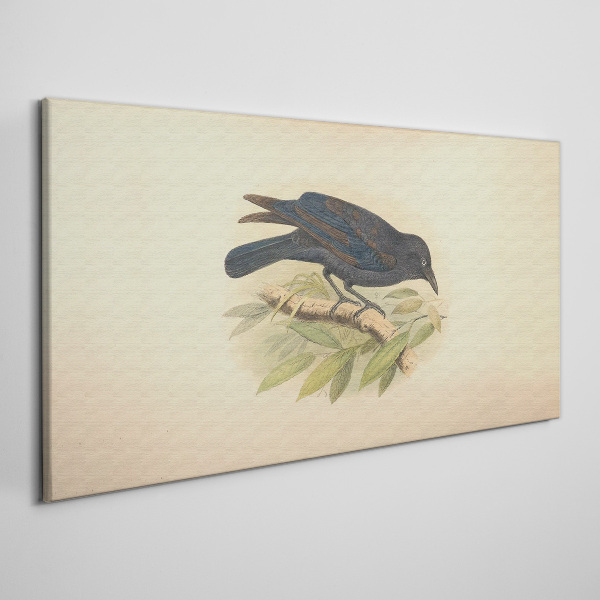 Black bird on a branch Canvas print