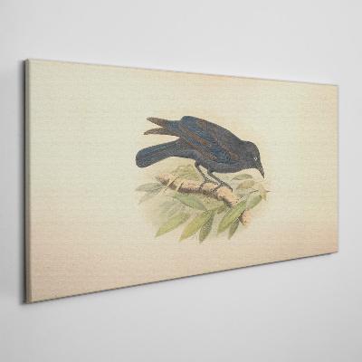 Black bird on a branch Canvas print