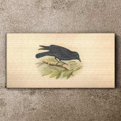 Black bird on a branch Canvas print