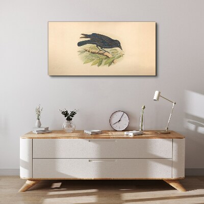 Black bird on a branch Canvas print