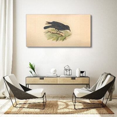 Black bird on a branch Canvas print