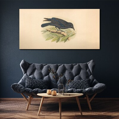 Black bird on a branch Canvas print