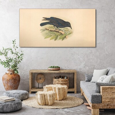Black bird on a branch Canvas print