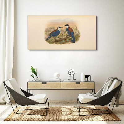 Birds Talking in Pastel Scenery Canvas print