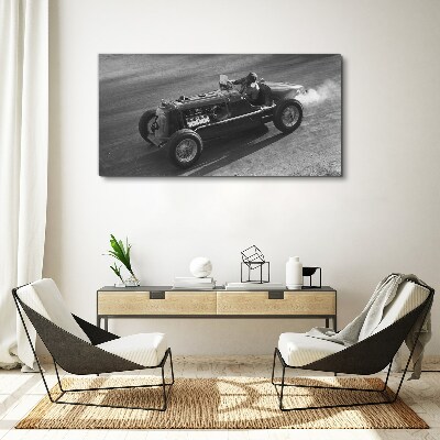 Car racing black-white Canvas print