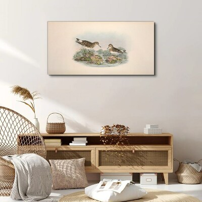 Birds by the pond in pastel colors Canvas print