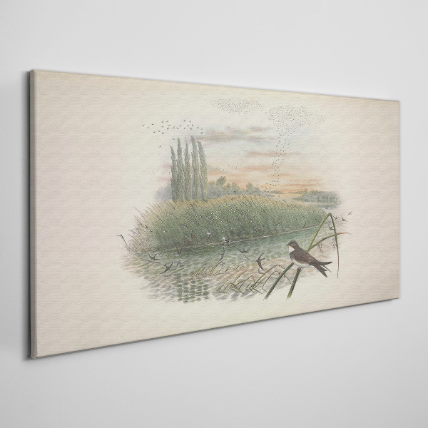 Peaceful landscape with a bird Canvas print