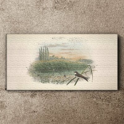 Peaceful landscape with a bird Canvas print