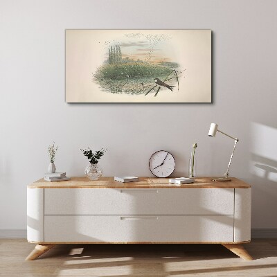Peaceful landscape with a bird Canvas print