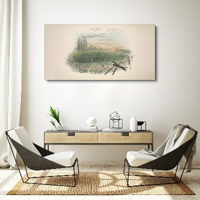 Peaceful landscape with a bird Canvas print