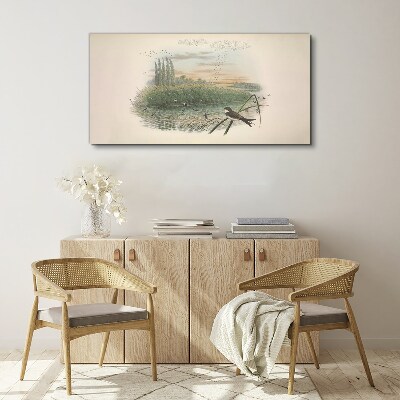 Peaceful landscape with a bird Canvas print