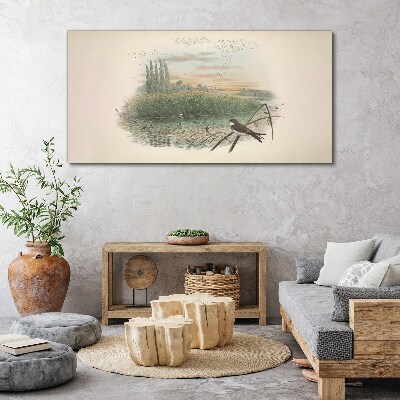 Peaceful landscape with a bird Canvas print