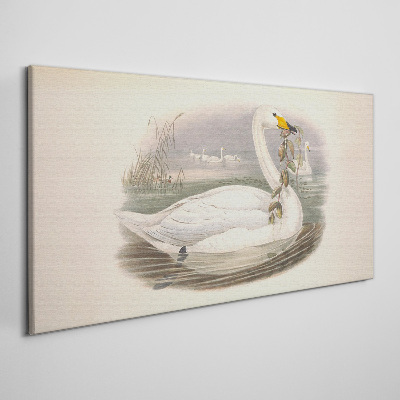 Swan with a branch Canvas print