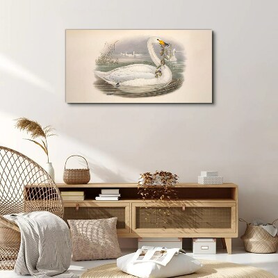 Swan with a branch Canvas print