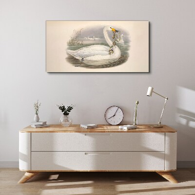 Swan with a branch Canvas print