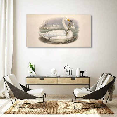 Swan with a branch Canvas print