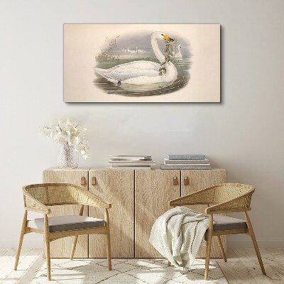 Swan with a branch Canvas print