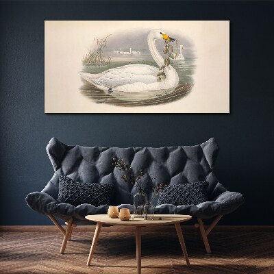 Swan with a branch Canvas print