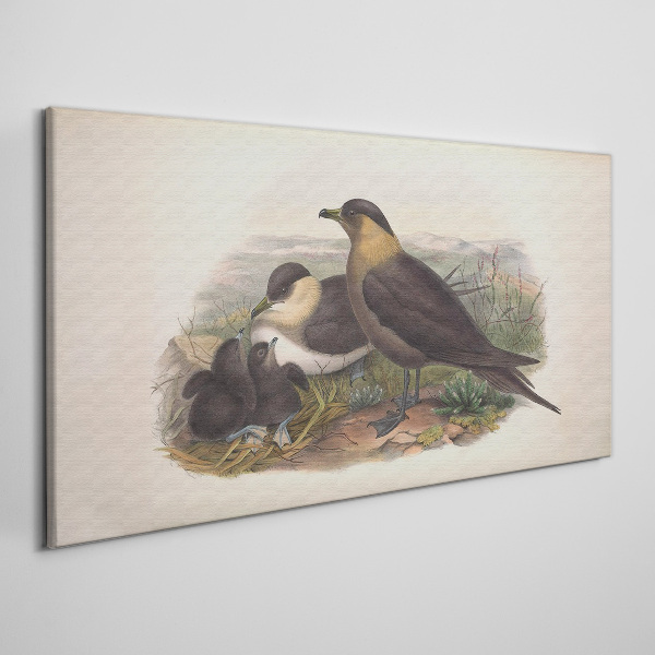 Family of birds on the nest Canvas print