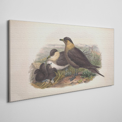 Family of birds on the nest Canvas print