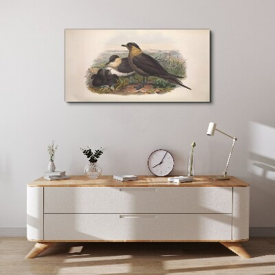 Family of birds on the nest Canvas print