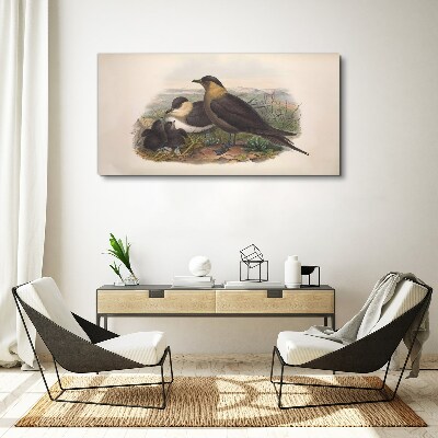 Family of birds on the nest Canvas print