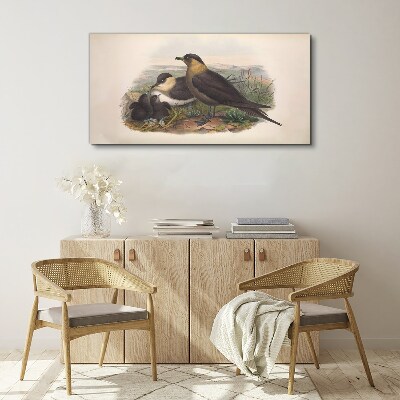 Family of birds on the nest Canvas print