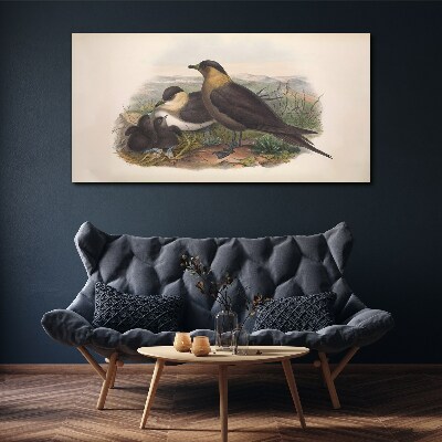 Family of birds on the nest Canvas print