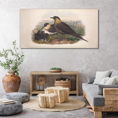 Family of birds on the nest Canvas print