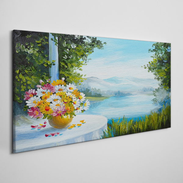 Flower bouquet by the lake Canvas Wall art